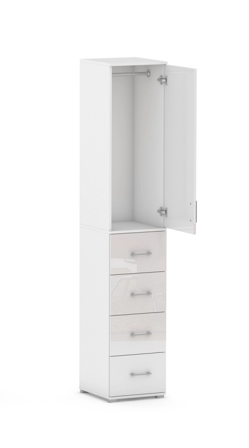 Szafa na ubrania z drążkiem Pola 215 - 4 szuflady 40-50 cm BIALA